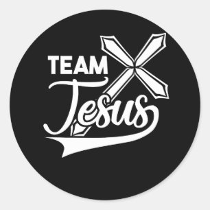 Sticker Rond Équipe Sport Jésus Foi chrétienne Croix Christ Lèv
