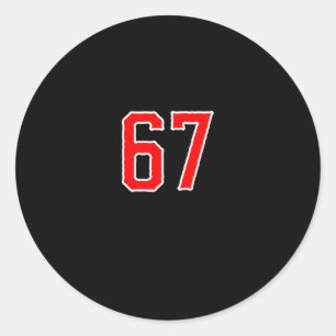 Sticker Rond Équipe sportive blanche rouge numéro #67 Swea