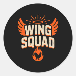 Sticker Rond Équipe Vintage Wing poulet BBQ Party humour famili
