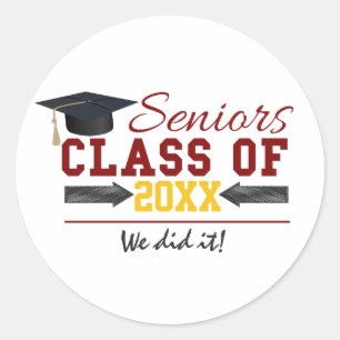 Sticker Rond Équipement de graduation rouge et jaune