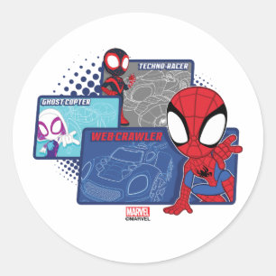 Sticker Rond Équipes de voitures de course de Spidey