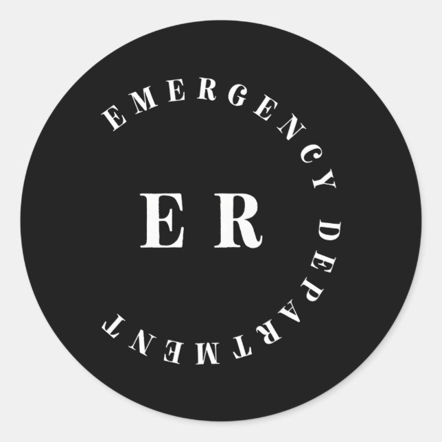 Sticker Rond Er Infirmière Service D'Urgence Salle D'Urgence So (Devant)