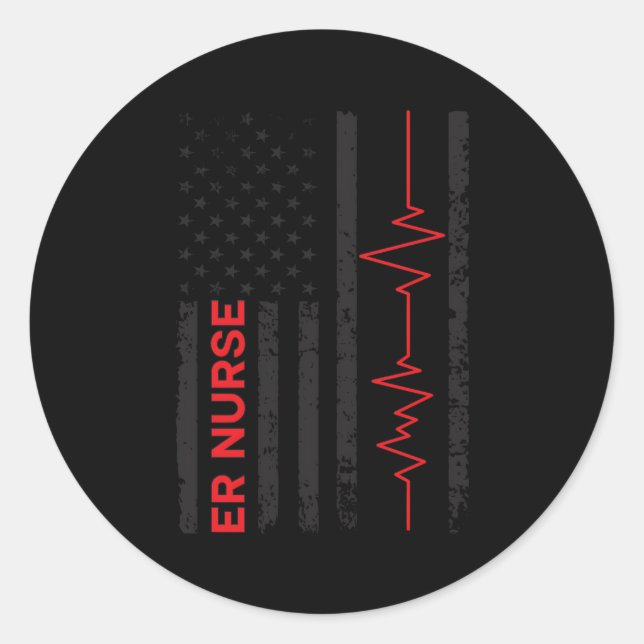 Sticker Rond Er Nurse Us Drapeau Urgence Infirmière Urgence Sal (Devant)