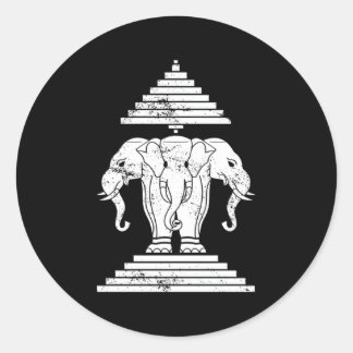 Sticker Rond Erawan Sabaidi Salutation 3 Headed Elephant Kingdo