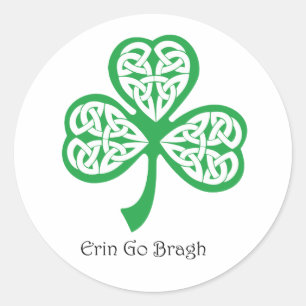 Sticker Rond Erin Go Bragh shamrock avec nouage celtique
