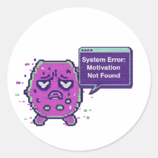 Sticker Rond Erreur Système : Motivation Non Trouvée | Glitch D