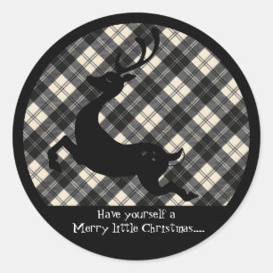 Sticker Rond Erskine Black White Modern Scottish Tartan