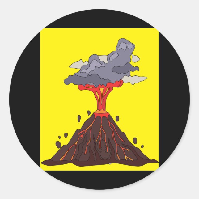 Sticker Rond Éruption volcanique Volcan Éruption volcanique Lav (Devant)