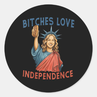 Sticker Rond Es Love Independence Drôle 4 juillet Patriotique