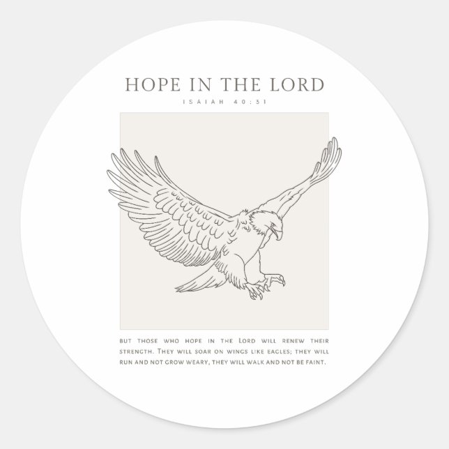 Sticker Rond Esaïe 40:31 Espoir dans le Seigneur (Devant)