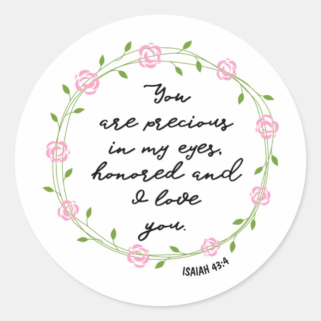 Sticker Rond Ésaïe 43:4 Précieuse dans mes yeux Bible Verse cou (Devant)
