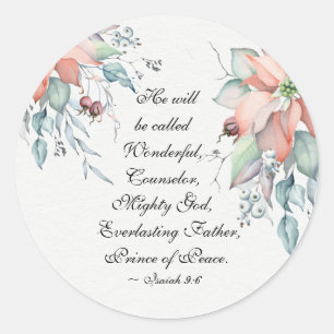 Sticker Rond Ésaïe 9:6 Il sera appelé Merveilleux...Noël
