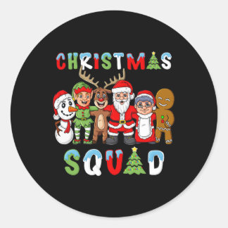 Sticker Rond Escadron de Noël Père Noël Reindeer Elf Boys Girls