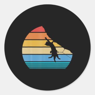 Sticker Rond Escalade de chat rétro Meowtain Vintage Kitty Cade
