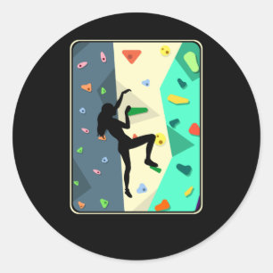 Sticker Rond Escalade murale fille à l'intérieur bouldering f