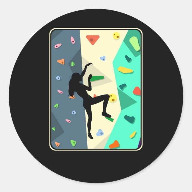 Sticker Rond Escalade murale fille à l'intérieur bouldering fem (Devant)