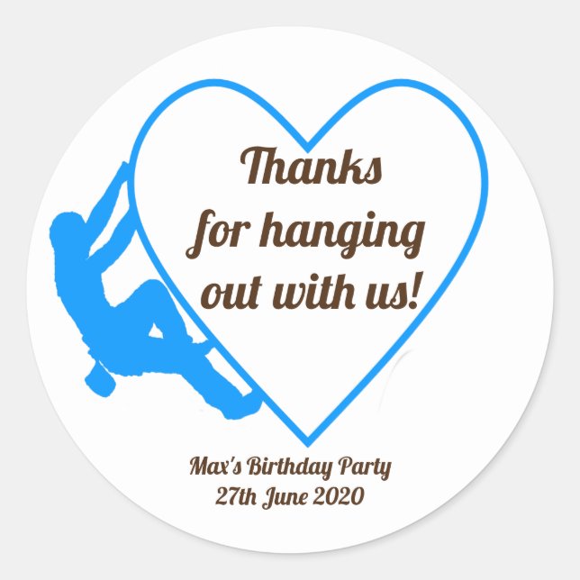 Sticker Rond Escalade rock fête d'anniversaire (Devant)