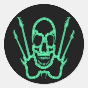 STICKER ROND ESCALIER VERT ET GUITARS