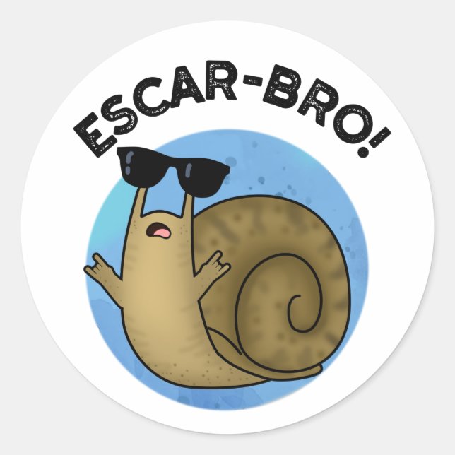 Sticker Rond Escar-bro Amusant Français Escargot Snail Pun (Devant)