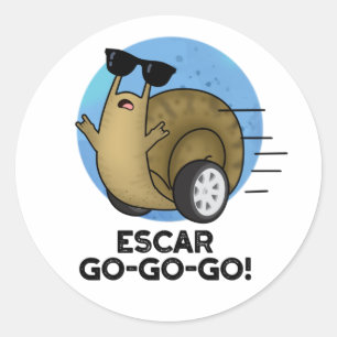 Sticker Rond Escar-go-go-go Funny French Snail Pun