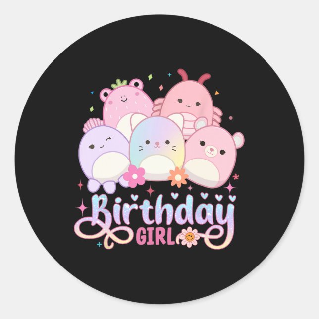 Sticker Rond Escouade de cris de filles d'anniversaire Mallow G (Devant)