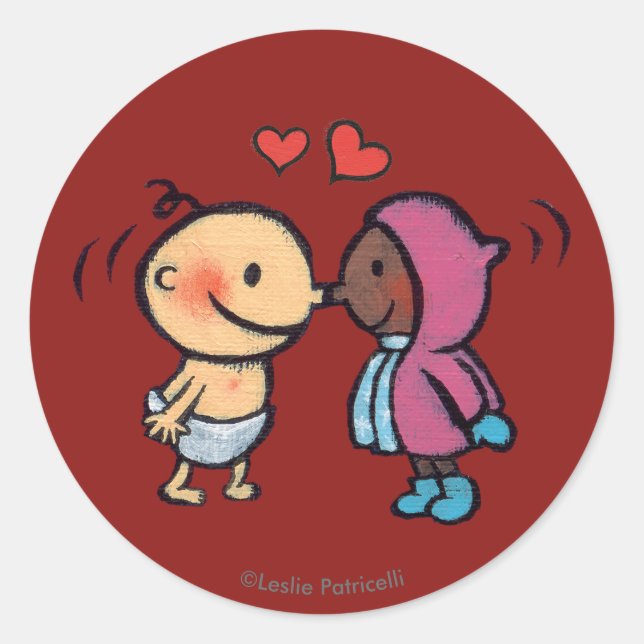 Sticker Rond Eskimo Amical Nez Baisers Enfants (Devant)