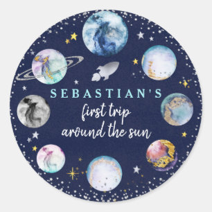 Sticker Rond Espace Anniversaire Premier Voyage Autour Du Solei