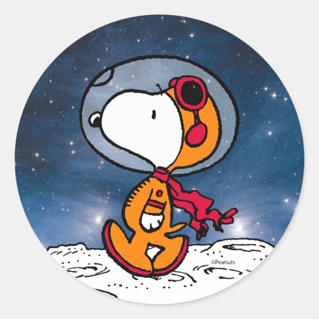 Sticker Rond ESPACE | Astronaute de Snoopy (Devant)