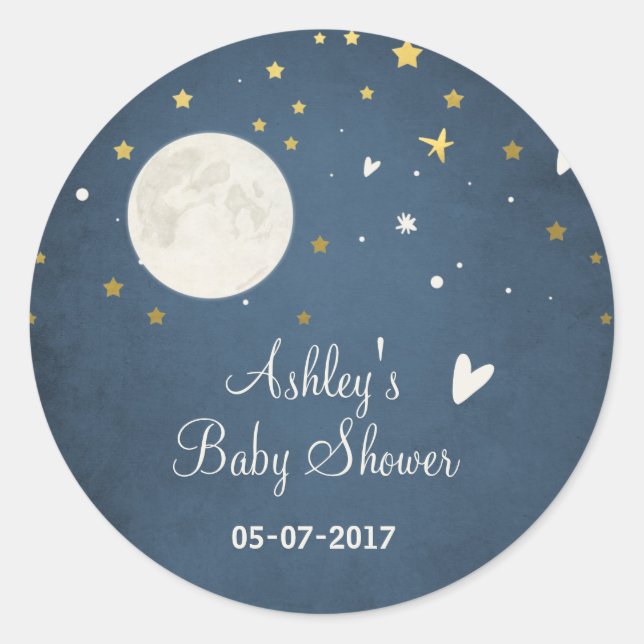 Sticker Rond Espace Baby shower de l'enveloppe de la lune (Devant)
