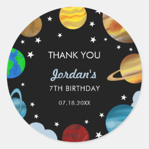 Sticker Rond Espace Extérieur Anniversaire Planètes Galaxy Boys