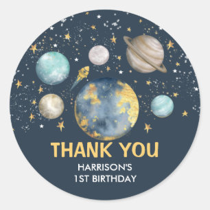 Sticker Rond Espace Extérieur Galaxie Lune Étoiles Baby Boy Ann