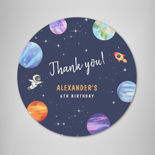 Sticker Rond Espace Thématique Anniversaire Fête Favoriser Merc (Créateur téléchargé)