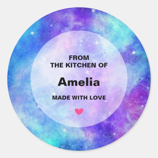 Sticker Rond Espace violet et bleu Galaxy Cuisine Abstraite (Devant)