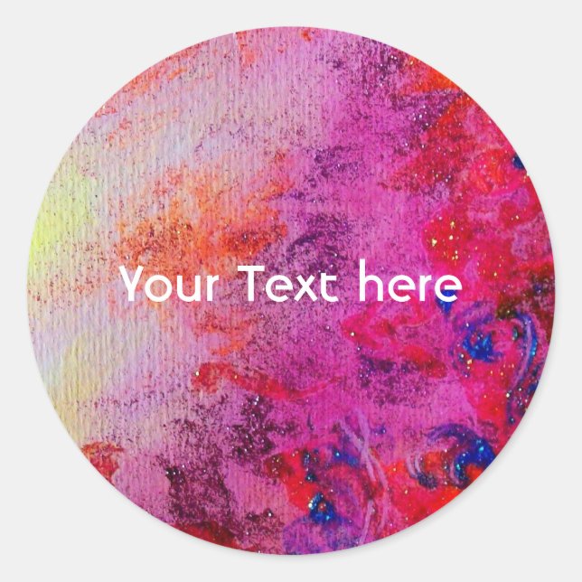 Sticker Rond ESPACES D'OR ABSTRAITS, mou jaune rose rose violet (Devant)