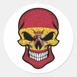 Sticker Rond Espagne Drapeau crâne souriant