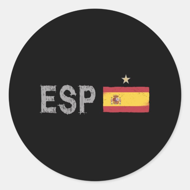 Sticker Rond Espagne Football Fan Chemise Espagnole Drapeau (Devant)