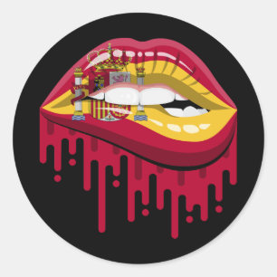 Sticker Rond Espagne lèvres drapeau de la racine de fierté