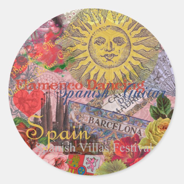 Sticker Rond Espagne Sunshine Espagnol Travel Art (Devant)