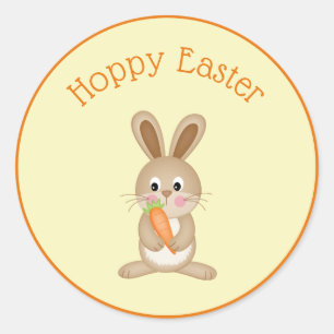Sticker Rond Espèce de lapin de Pâques avec carotte