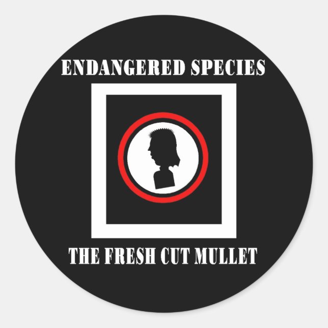 Sticker Rond Espèces En Voie De Disparition - Le Mullet À Coupe (Devant)