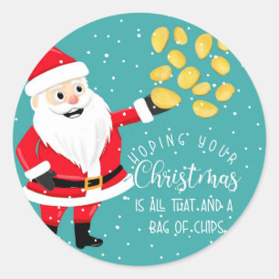 Sticker Rond espérant que votre Noël est tout ça et sac de chip
