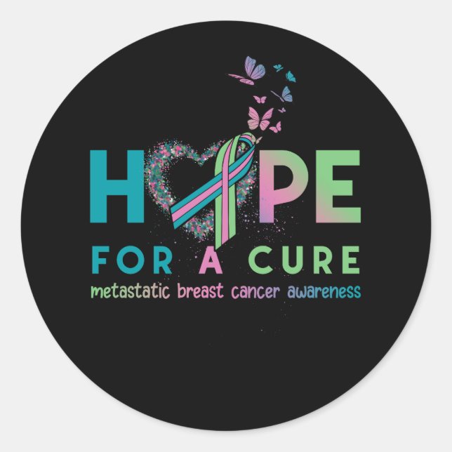 Sticker Rond Espère Métastatique Cancer Du Sein Avec Vert Turqu (Devant)