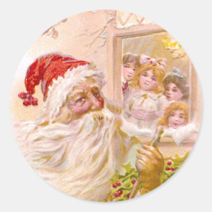 Sticker Rond Espion Père Noël d'enfants en dehors de Noël