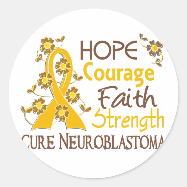 Sticker Rond Espoir Courage Faith Force 3 Neuroblastoma (Devant)