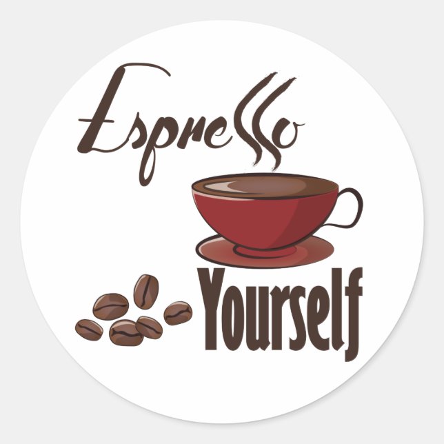 Sticker Rond Espresso Yourself Coffee Pun Vous Express (Devant)