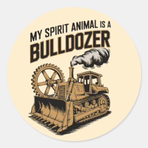 Sticker Rond Esprit de Bulldozer Vintage Minimaliste Motivation