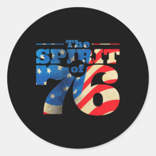 Sticker Rond Esprit Rétro De 76 4 juillet Chemise