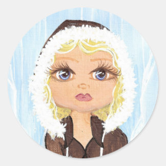 Sticker Rond Esquimau dans la glace quantum Cutie