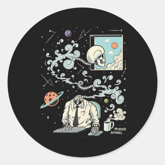 Sticker Rond Esquisse de la squelette ADHD 61 (Devant)