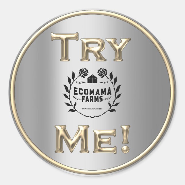 Sticker Rond Essayez Coffee Logo Gold SilverTester Exemple Cont (Devant)